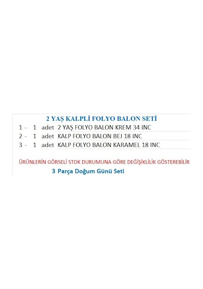 2 Yaş Parti Retro Pastel Doğum Günü Seti Krem 2 Rakam Folyo, 2 Adet Kalp Folyo Balonlar