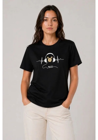 Butik İstanbul Müzik Temalı Baskılı Tişört Bisiklet Yaka Kısa Kol T-shirt - Siyah Butik İstanbul Müzik Temalı Baskılı Tişört Bisiklet Yaka Kısa Kol T-shirt - Siyah