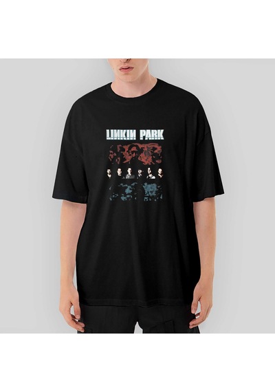 Linkin Park Pixel Oversize Siyah Tişört Siyah