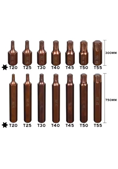 40 Parça Bits Uç Seti Torx Allen Ve Spline S2 Çelik Malzeme