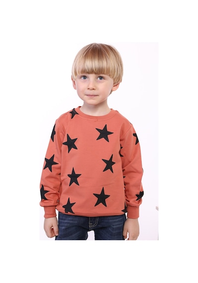 Toontoy Kids Toontoy Erkek Çocuk Komple Yıldız Baskılı Sweatshirt Koyu Yeşil