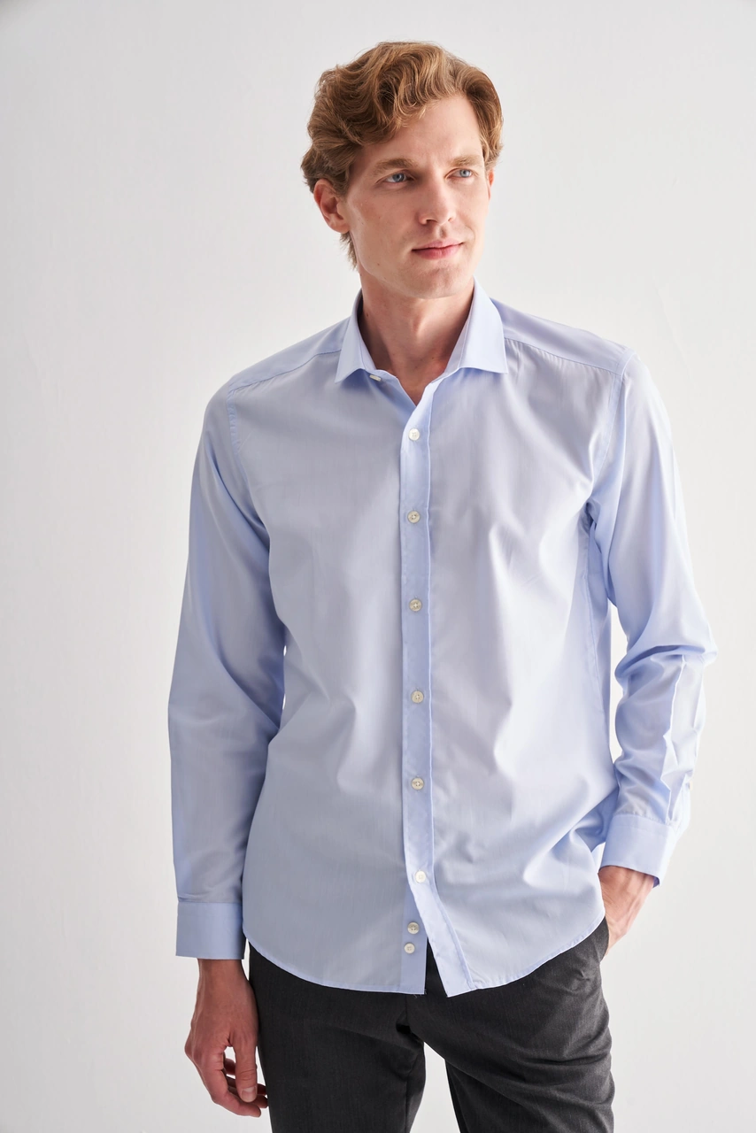 İmza Açık Mavi Yarım İtalyan Yaka Uzun Kol Easy To Iron Slim Fit Pamuklu Gömlek 1004255301 Açık Mavi İmza Açık Mavi Yarım İtalyan Yaka Uzun Kol Easy To Iron Slim Fit Pamuklu Gömlek 1004255301 Açık Mavi