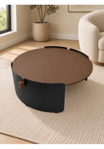 Orbit Yuvarlak Orta Sehpa Çap 90cm Mat Ceviz Ve Mat Siyah Metal Ayak 35cm Modern Tasarım Dekoratif Ceviz - Siyah Orbit Yuvarlak Orta Sehpa Çap 90cm Mat Ceviz Ve Mat Siyah Metal Ayak 35cm Modern Tasarım Dekoratif Ceviz - Siyah