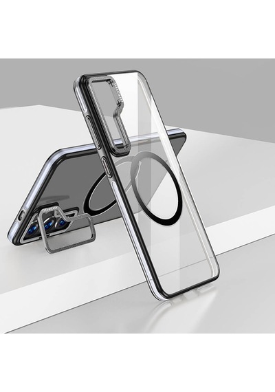 Wlons Galaxy S24 Uyumlu Kılıf Magsafe Şarj Özellikli Şeffaf Görünüm Wlons Standlı Efsane Kapak