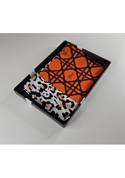Miorel Scarfs Leopar Tema Cd Tema Vual İpek Şal Aksesuar Fular Silk Scarfs Shawl Hijab Turuncu