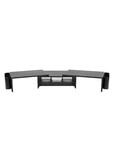 Siyah Çift Monitör Yükseltici Stand Çekmeceli Masaüstü Organizer 9216