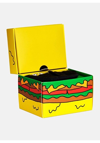 Happy Socks Siyah Erkek Desenli Çorap Mini & Me 2-pack Smelly Burger Sock