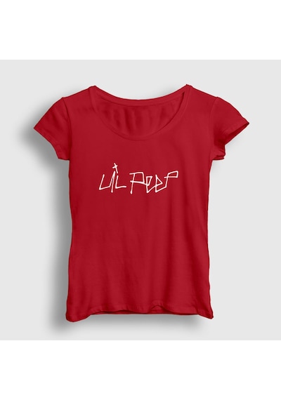 Presmono Kadın Logo Lil Peep T-shirt Kırmızı