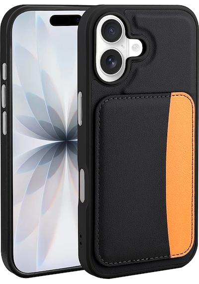 Maks Technology Apple Uyumlu iPhone 16 Kılıf Kartlıklı Mkst X-kart Silikon Kapak - Siyah Siyah