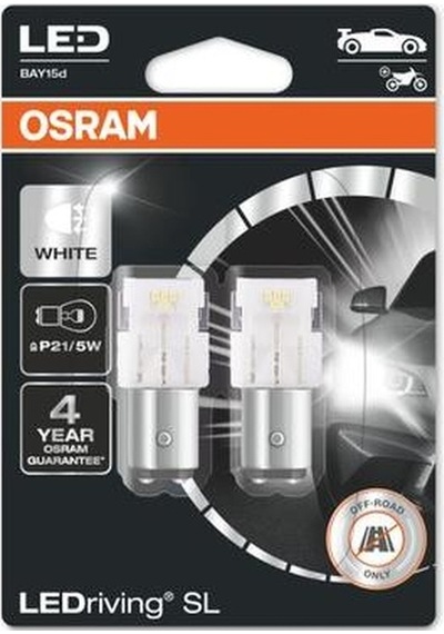 Çiftli Duy Beyaz 1016 Led Stop Ampulü Ledriving P21/5w 12v 2 Li Set Osram 7528dwp-02b