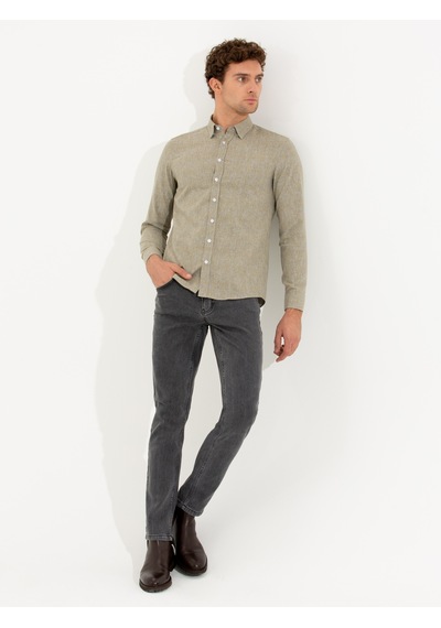 Cacharel Hardal Slim Fit Uzun Kollu Gömlek Sarı