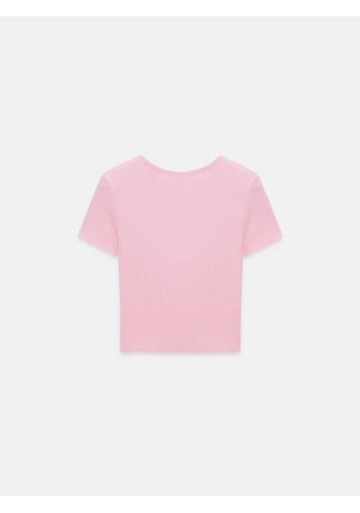 Dilvin 31704 Çıtçıt Düğmeli Kısa Kollu Top-toz Pembe Toz Pembe