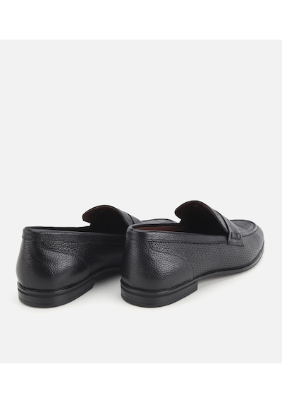Hotiç Erkek Deri Siyah Yumuşak Dokulu Baskılı Klasik Loafer