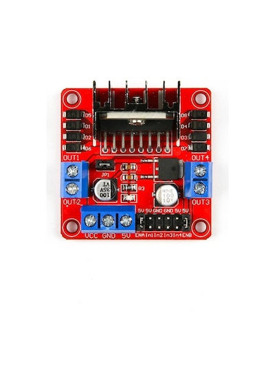 L298N Voltaj Regulatörlü Çift Motor Sürücü Kartı (Kırmızı PCB)