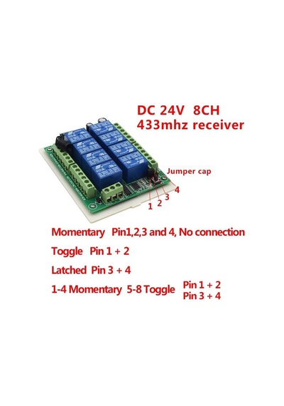 8ch Alıcı Anahtarı Röle Modülü Dc 12v 24v 433mhz Denetleyici Ve 8 Kanal Uzaktan Kumanda Verici