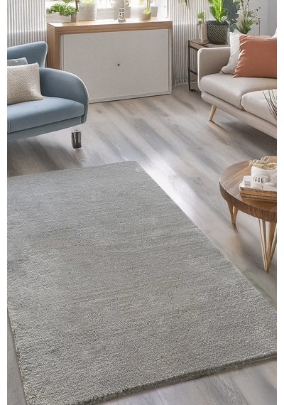 Gri Post Peluş Yumuşak Yıkanabilir Kaymaz Dot Taban Salon Koridor Çocuk Halısı Gri