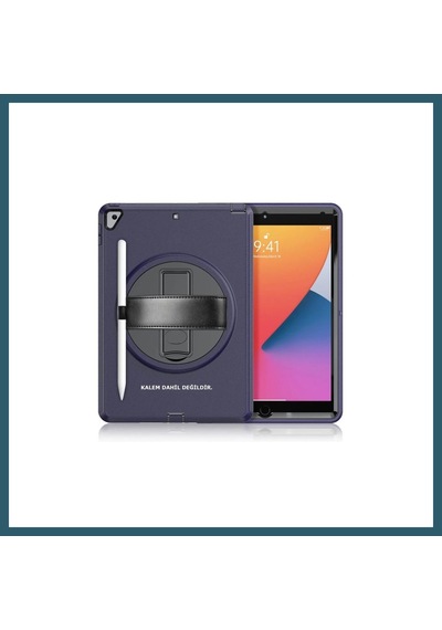 Bezos İpad 10.2 7.nesil Kılıf Hand Strap Tablet Kılıfı - Lacivert Ob
