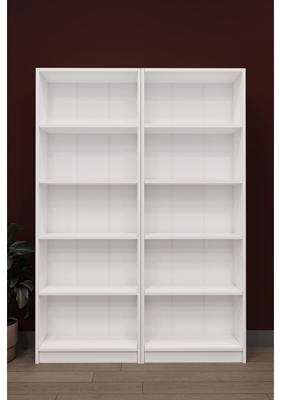 Asra Trend 2 Modüllü Kitaplık K-003 %100 MDF 10 Bölmeli Modern Ofis Çalışma Masası Yanı Rafı Beyaz Asra Trend 2 Modüllü Kitaplık K-003 %100 MDF 10 Bölmeli Modern Ofis Çalışma Masası Yanı Rafı Beyaz