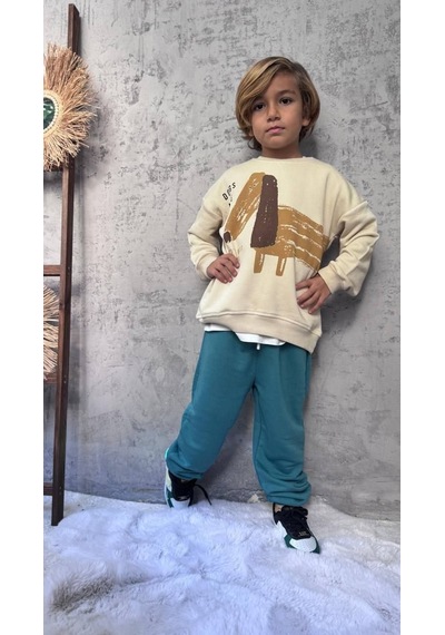 Cg Kids Dog Temalı Mükemmel Baskı Renk Kalitesi Erkek Çocuk 3 İplik Alt Üst Takım Mint Yeşili Cg Kids Dog Temalı Mükemmel Baskı Renk Kalitesi Erkek Çocuk 3 İplik Alt Üst Takım Mint Yeşili