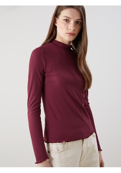 Lcw Modest Bordo Dik Yaka Kadın Body