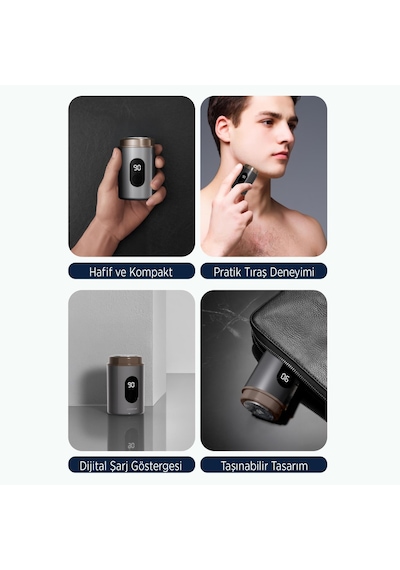 Polosmart Psc87 Dijital Göstergeli Şarjlı Mini Sıfır Tıraş Makinesi Antrasit