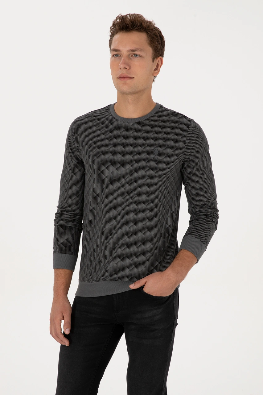 U.S. Polo Assn. Erkek Regular Fit Bisiklet Yaka Antrasit Sweatshirt 50309993-VR006