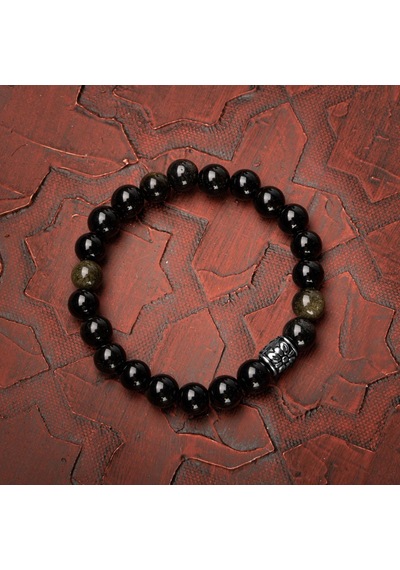 Saff Doğaltaş Obsidyen Doğal Taş Bileklik - 8 MM Çok Renkli