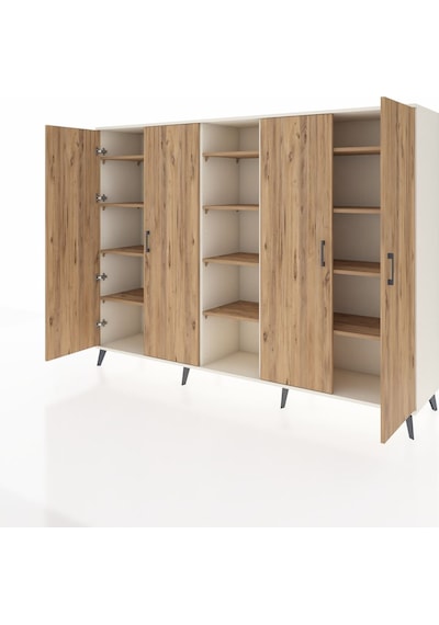 Hyperion Dolap 12 Raflı 4 Kapaklı 220x44x163 Aytaşı-çam Aytaşı-çam