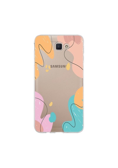 Samsung Galaxy Uyumlu J7 Prime 2 Kapak Karışık Renkler Tasarımlı Şeffaf Silikon Kılıf Şeffaf
