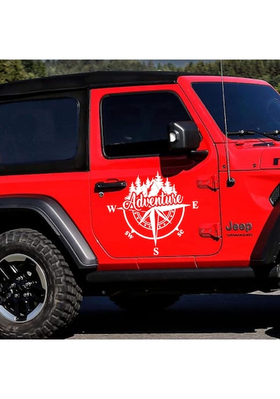 Pusula Ve Macera Sticker - Adventure 4x4 Off Road Pickup Sticker - Araba Oto Karavan Sticker - 00302 60x52 Cm