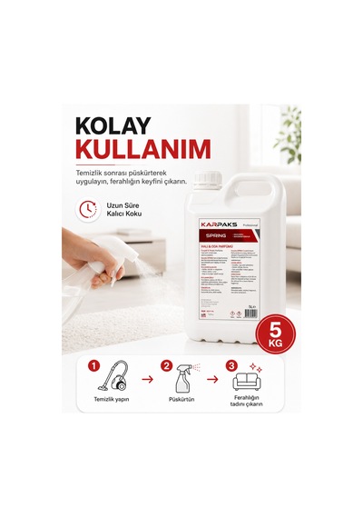 Spring Halı Ve Oda Parfümü 5 L Kalıcı Ferah Koku Profesyonel Kullanım Bahar Esintisi