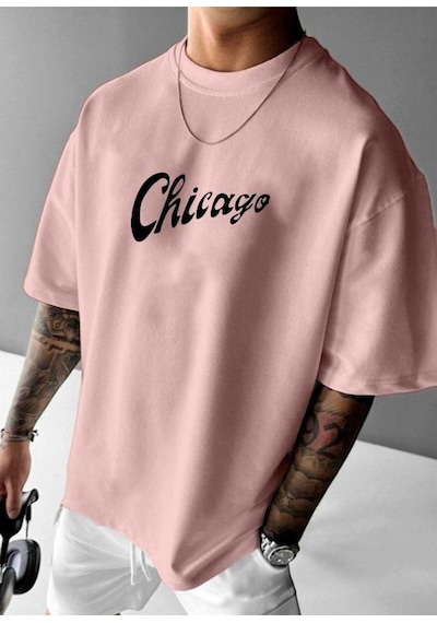 Chıcago Bulls Baskılı Oversize Tişört Pembe