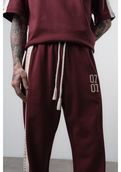 Respire Erkek 07 Şerit Detaylı Regular Fit Eşofman Takımı Bordo