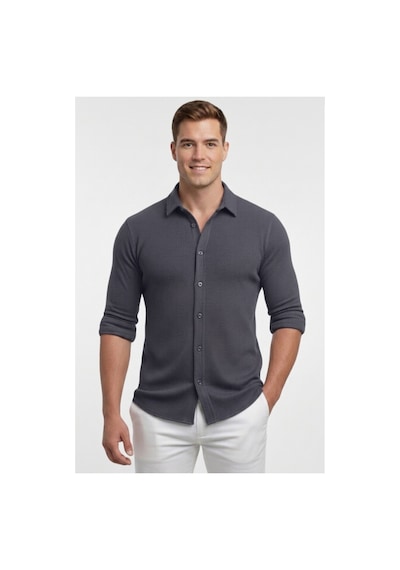 Deepsea Füme Slim Fit Örme Kumaş Likralı Erkek Gömlek Nefes Alan Esnek Ve Modern Tasarım 2602604 Deepsea Füme Slim Fit Örme Kumaş Likralı Erkek Gömlek Nefes Alan Esnek Ve Modern Tasarım 2602604
