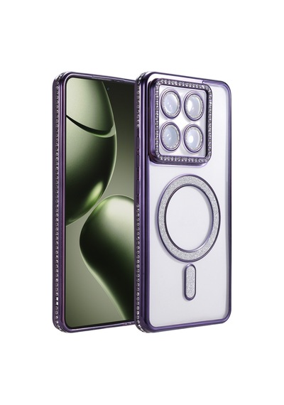 Xiaomi Mi 14t Pro Uyumlu Joke Simli Magneticsafe Kılıf - Derin Mor