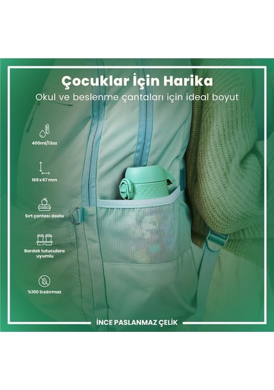 Ion8 - Paslanmaz Çelik Çocuk Suluk - Çiftlik Hayvanları - 400 Ml - Sızdırmaz Çok Renkli