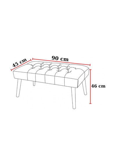 Kırmızı Deri Bank Bench Oturma Pufu Modern Salon Antre Puf Ayakkabılık Önü Koltuk 45x90