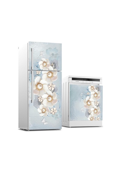 Buzdolabı Ve Bulaşık Makinası Beyaz Eşya Sticker Kaplama 3D Beyaz (508104325)