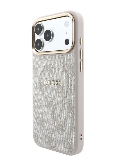 Apple iPhone Uyumlu 18 Pro Max Kılıf Guess Lisanslı M-safe  C-magnet 4g Desenli Yazı Logolu Kapak Pembe