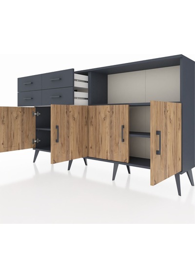 Arges Konsol 4 Raflı 4 Çekmeceli 4 Kapaklı 176x30x99 Antrasit-çam/antrasit Atlas Çam/antrasıt - Antrasıt Arges Konsol 4 Raflı 4 Çekmeceli 4 Kapaklı 176x30x99 Antrasit-çam/antrasit Atlas Çam/antrasıt - Antrasıt