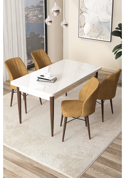 Canisa Concept Arp Serisi 70x110 Sabit Mutfak Masası Takımı Beyaz Ceviz Masa 4 Cappucino Sandalye Masa Beyaz/ Sandalyeler Cappucıno Canisa Concept Arp Serisi 70x110 Sabit Mutfak Masası Takımı Beyaz Ceviz Masa 4 Cappucino Sandalye Masa Beyaz/ Sandalyeler Cappucıno