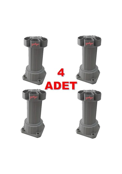 Gri Ayarlanabilir Baza Ayağı 10-15 Cm - 4 Adet, Tezgah Ve Mobilya Ayağı Gri