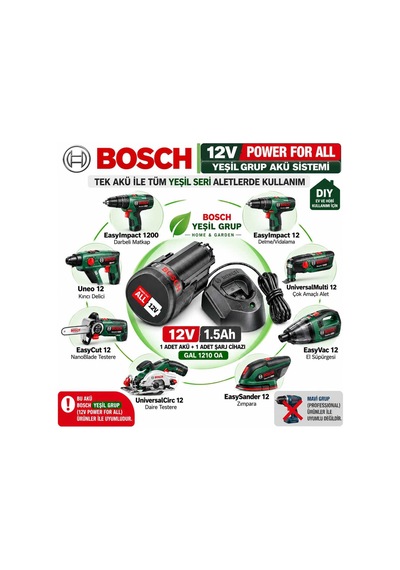 All 12 V 1.5 Ah Tek Akü Ve Gal 1210 Cv Şarj Cihazı Yeşil Seri Uyumlu