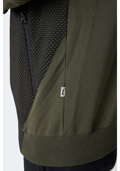 Slazenger Flame Erkek Kapüşonlu Cepli Haki Sweatshirt Haki