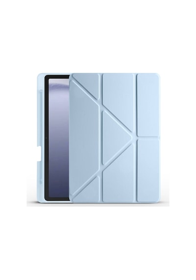Mobilteam Galaxy Tab A9 Kılıf Uyumlu Tri Folding Kalem Bölmeli Standlı Kılıf-mavi Tablet Kılıfı