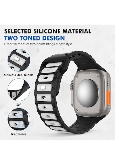 Apple Watch 11 10 9 8 7 6 Se Ultra Uyumlu 42 44 45 46 49mm Çift Renk Bakla Desen Hibrit Silikon Kordon Çok Renkli