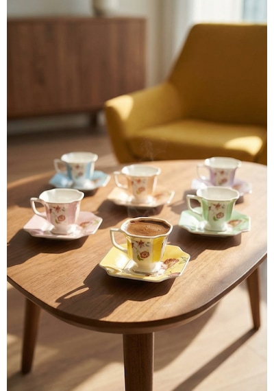 Acar Novaria 6 Kişilik Kahve Fincan Takımı - 90 Ml Çok Renkli