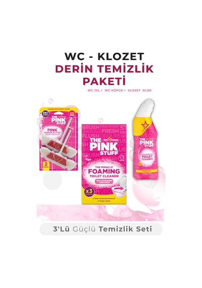 Wc Klozet Derin Temizlik Seti 3'lü Tuvalet Temizleyici Jel + Köpük + Aktif Klozet Bloğu