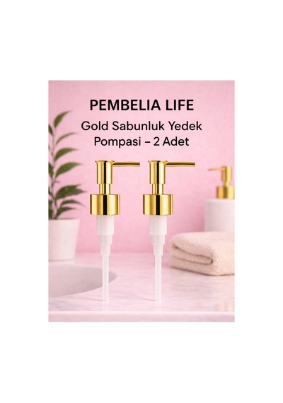 2 Adet Gold Yedek Sıvı Sabunluk Yedek Pompası Fiskiye Gold Renk Sıvı Sabun Pompası Sarı Sarı