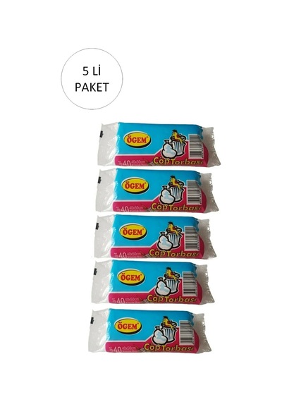 Küçük Boy Çöp Torbası 40 X 50 Cm 40 Lı Rulo X 5 Paket 200 Adet Şeffaf